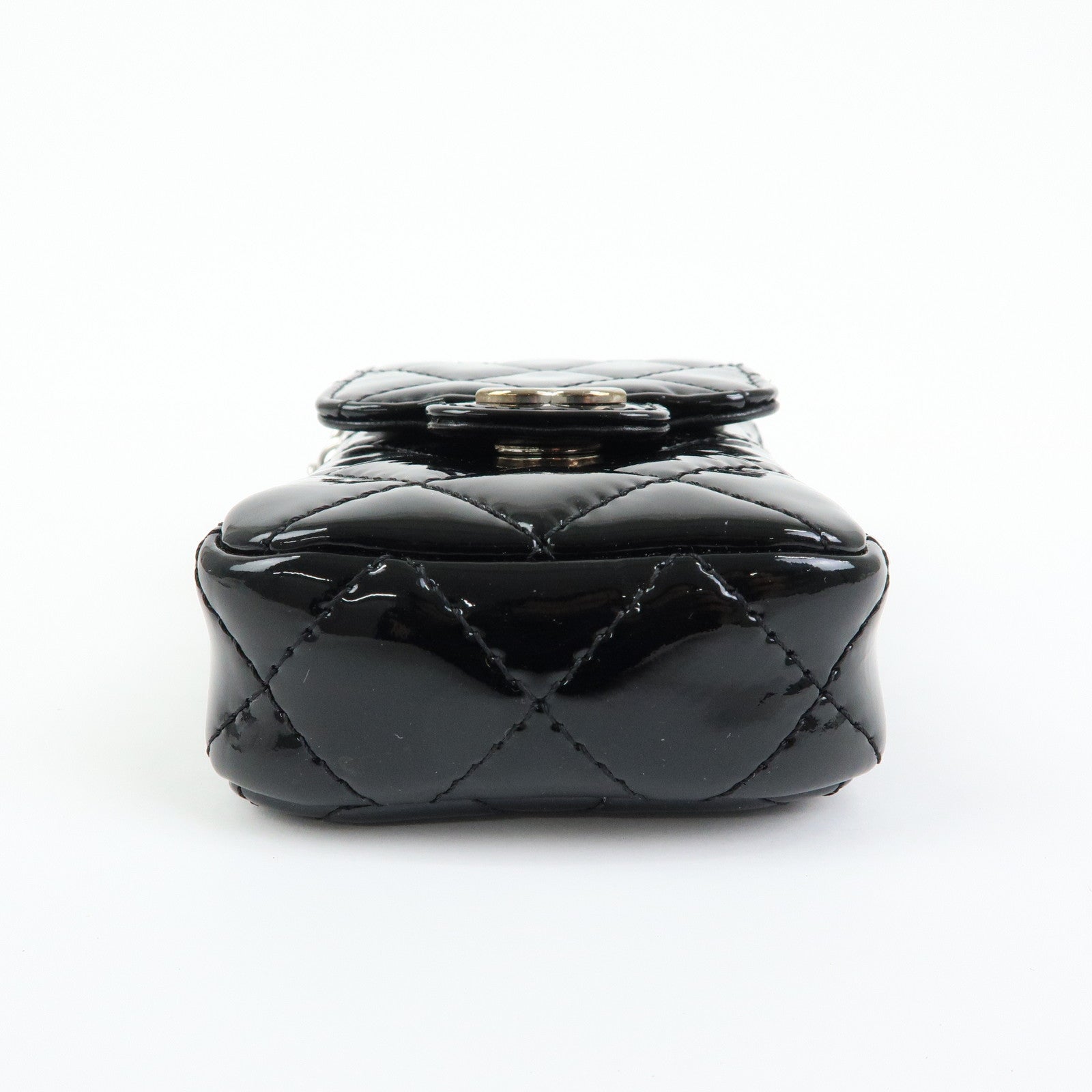 CHANEL Matelasse COCO Mark Patent Leather Phone Case Pouch Black