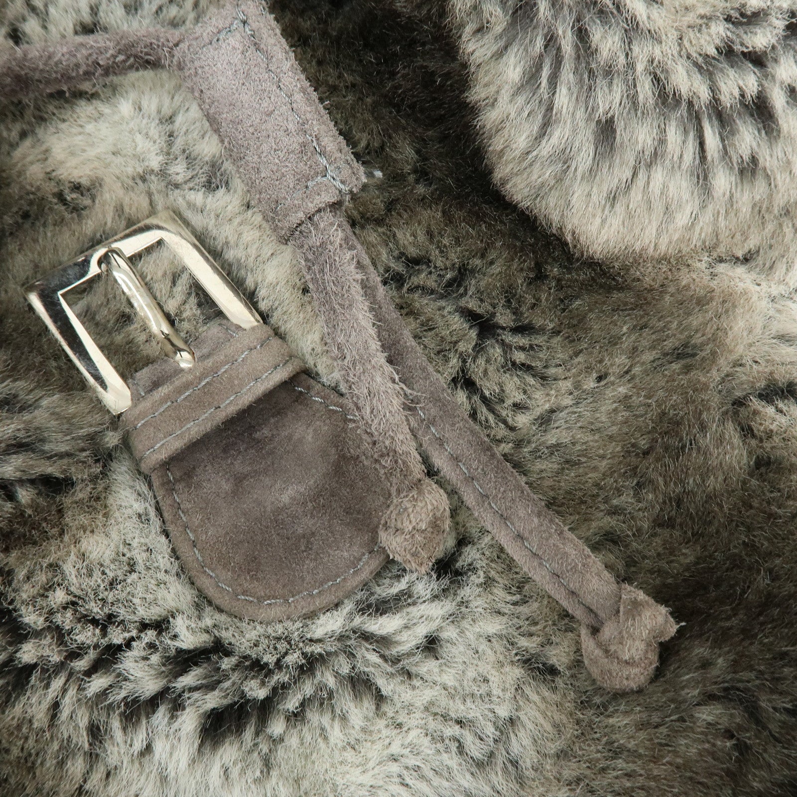 FENDI Zucca Mink like Fur Suede Backpack Rucksuck Gray