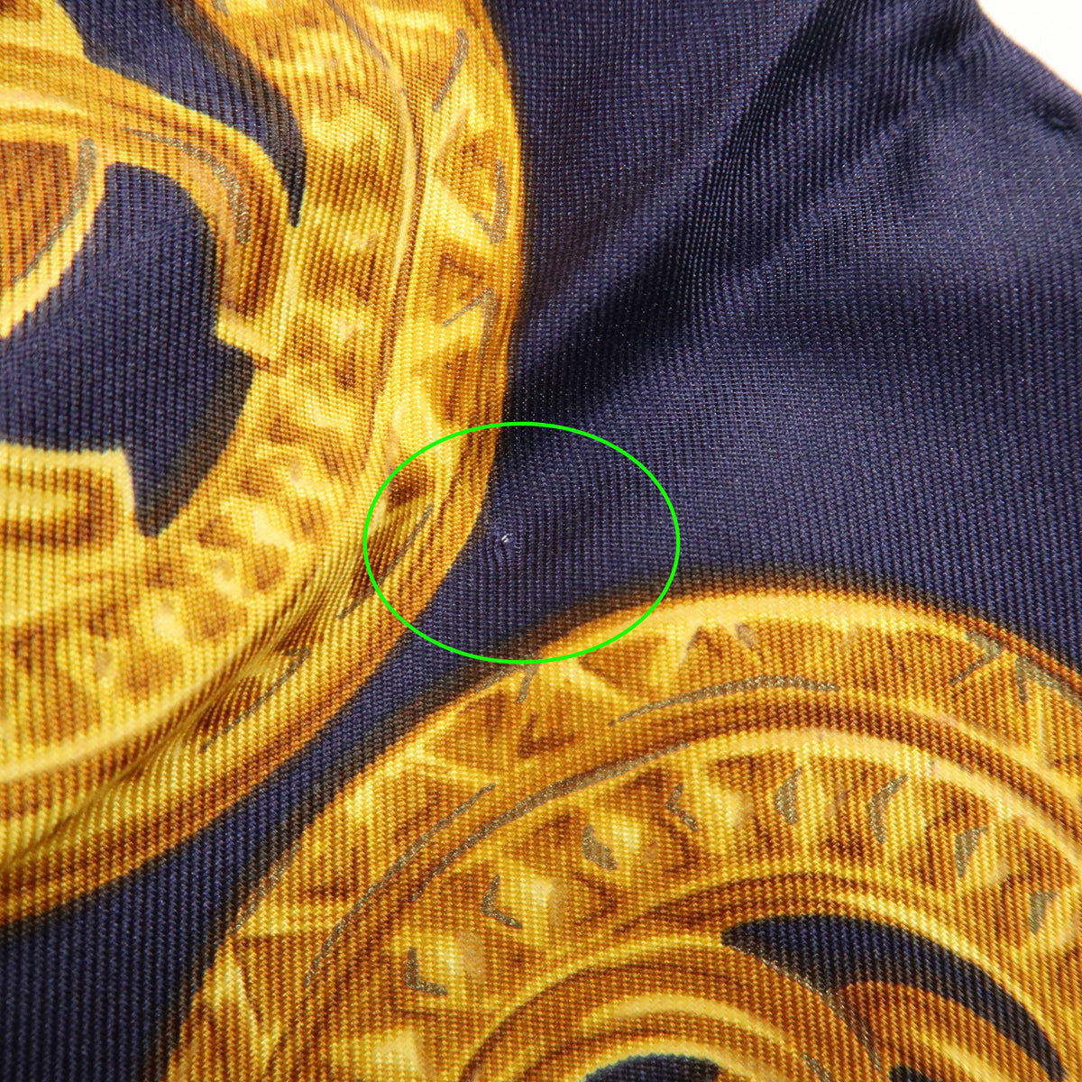 CHANEL COCO Mark Silk 100% Scarf Chain Print Gold Navy Red