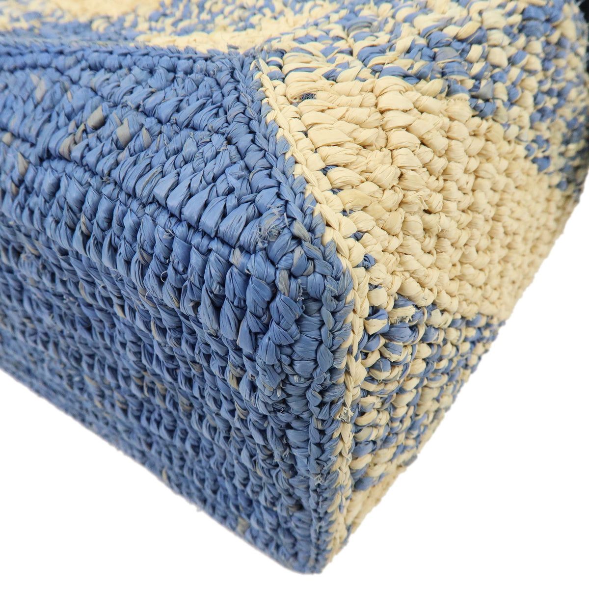 LOEWE Puzzle Bag Small Paulas Ibiza Raffia Leather 2Way Hand Bag Blue