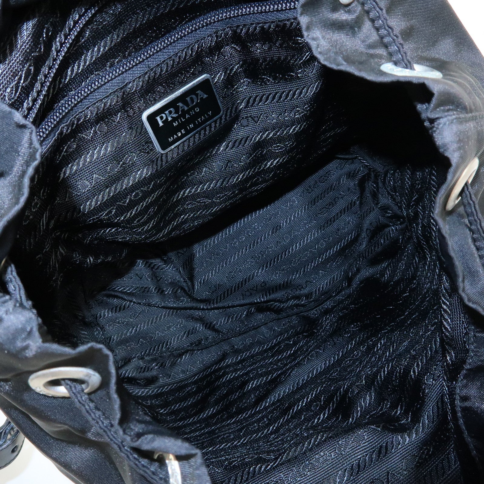 PRADA Triangle Logo Nylon Backpack Rucksack Black 1BZ005