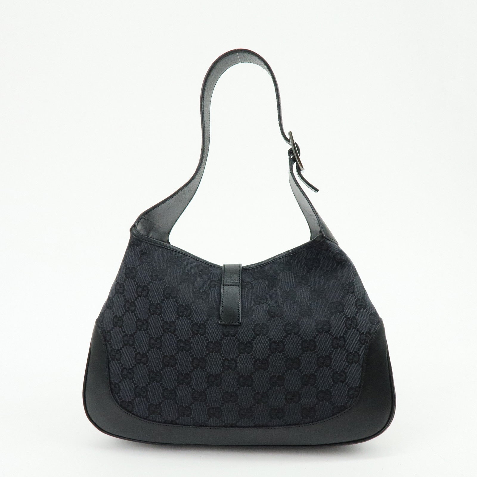 GUCCI Jackie GG Canvas Leather Shoulder Bag Black 001・3306