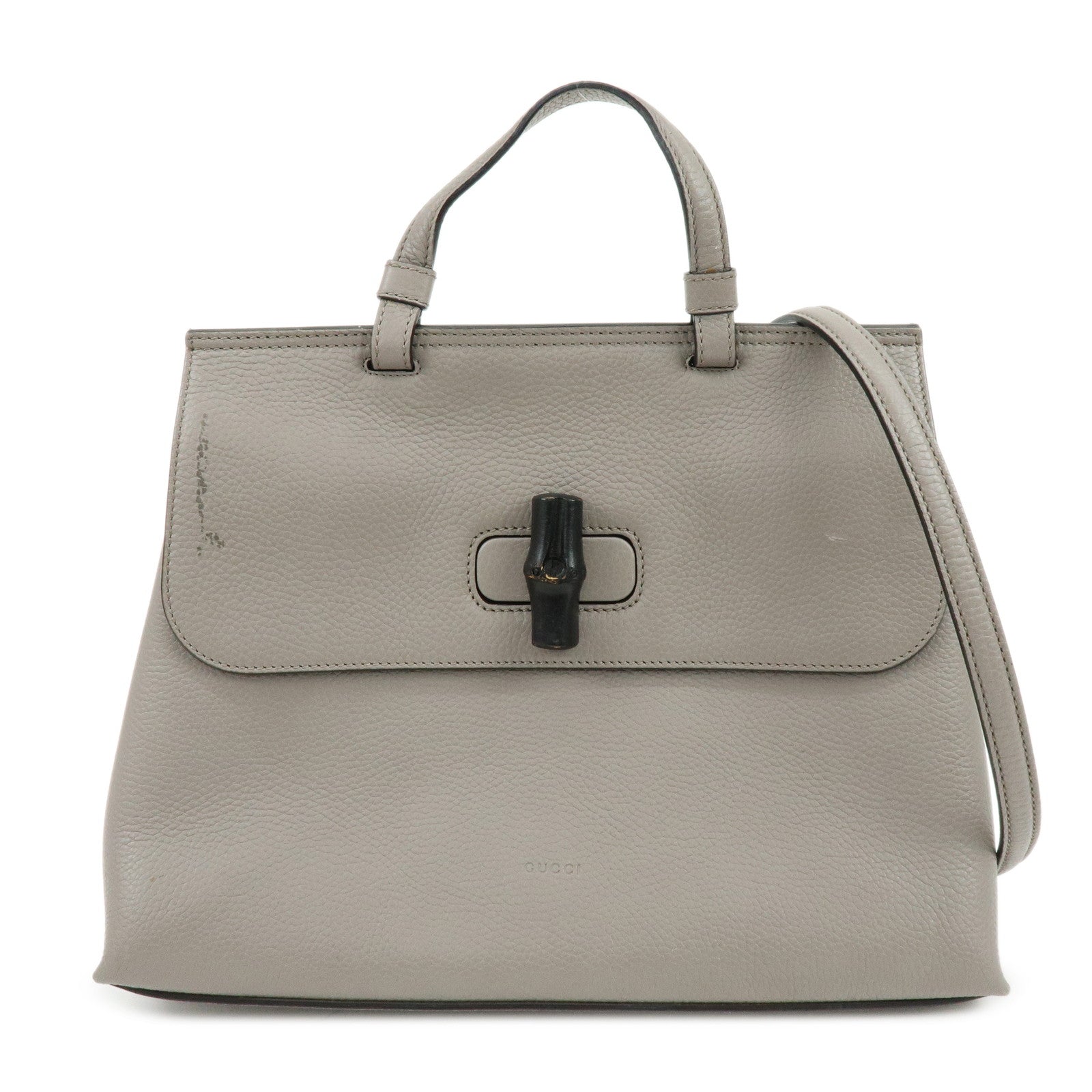 GUCCI Bamboo Leather 2WAY Bag Shoulder Bag Grey 392013