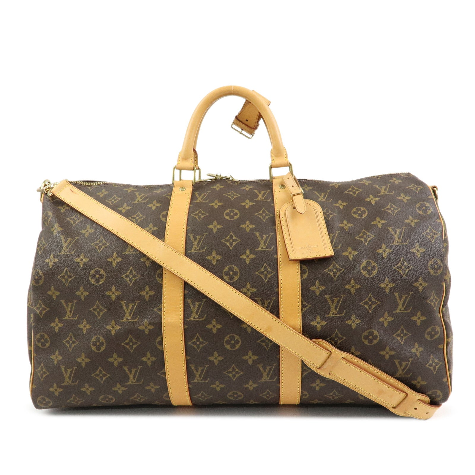 Louis Vuitton Monogram Keep All 50 Bandouliere Boston Bag Brown M41416