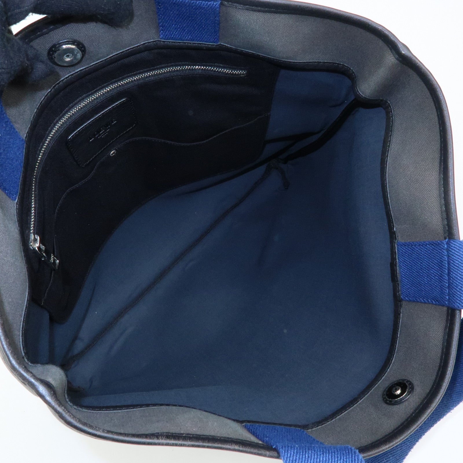 LOEWE Logo Canvas Leather Tote Bag Shoulder Bag Hand Bag Gray Blue