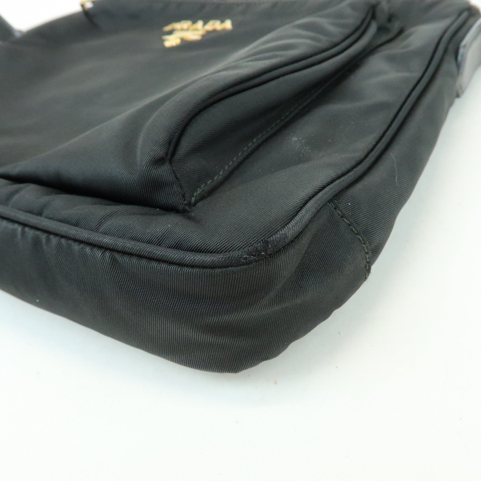 PRADA Nylon Saffiano Leather Shoulder Bag Crossbody Bag Black