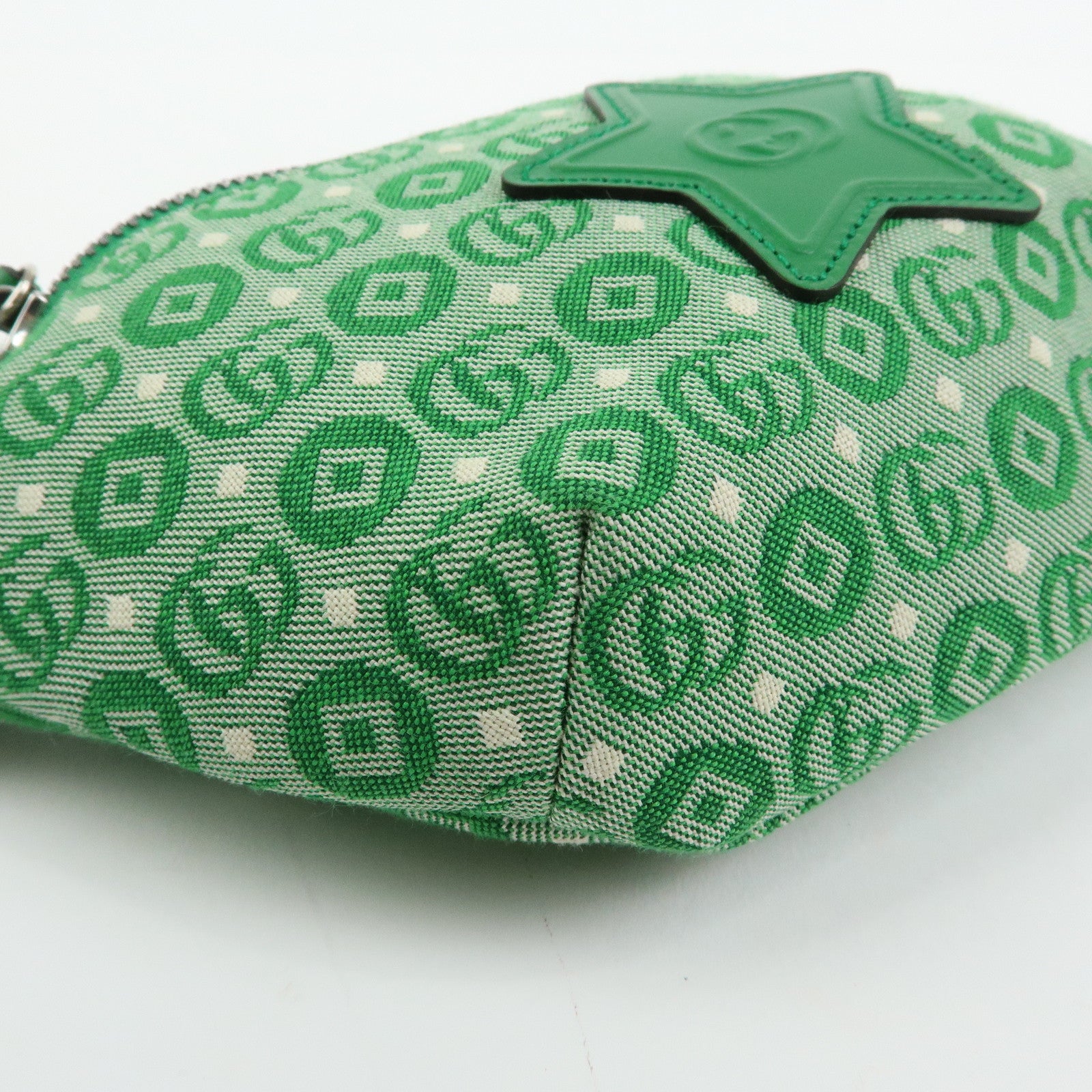 GUCCI Children's Sherry Canvas Leather Body Bag Waist Bag Green 502095