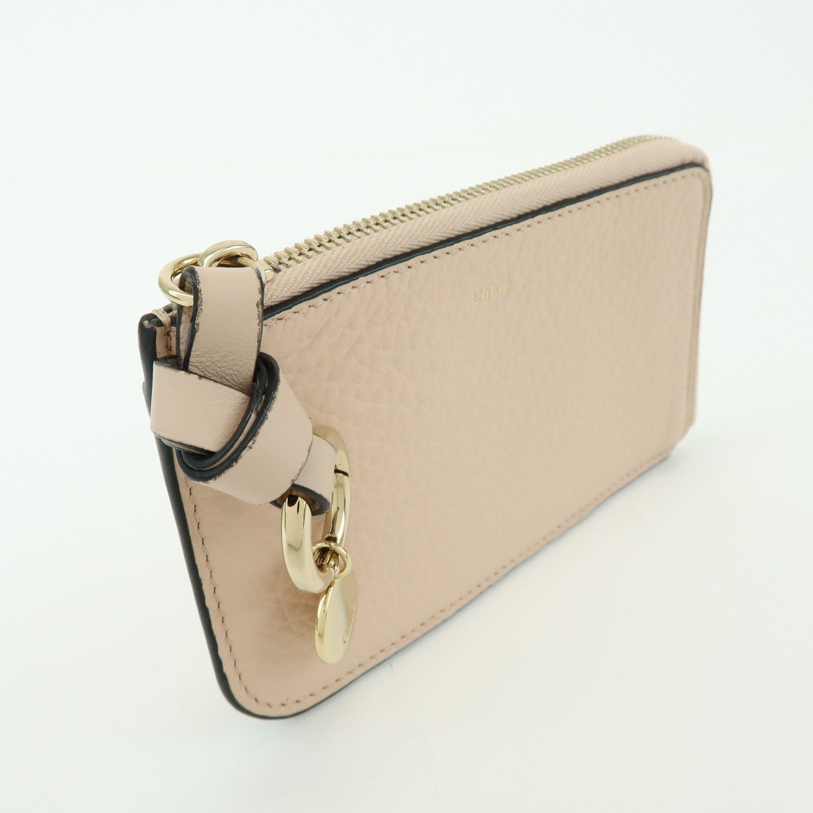 Chloe Alphabet Leather Fragment Case Coin Case Pink Beige