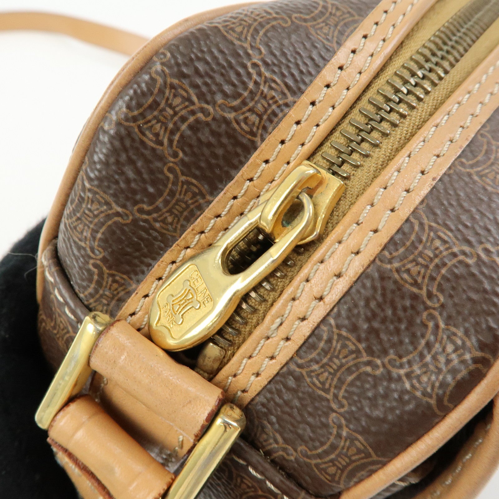 CELINE Macadam PVC Leather Shoulder Bag Crossbody Bag Brown