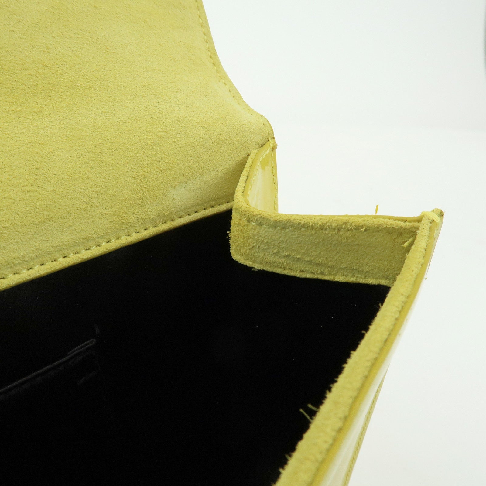 SAINT LAURENT PARIS Cassandra Patent Leather Clutch Bag Yellow 361120
