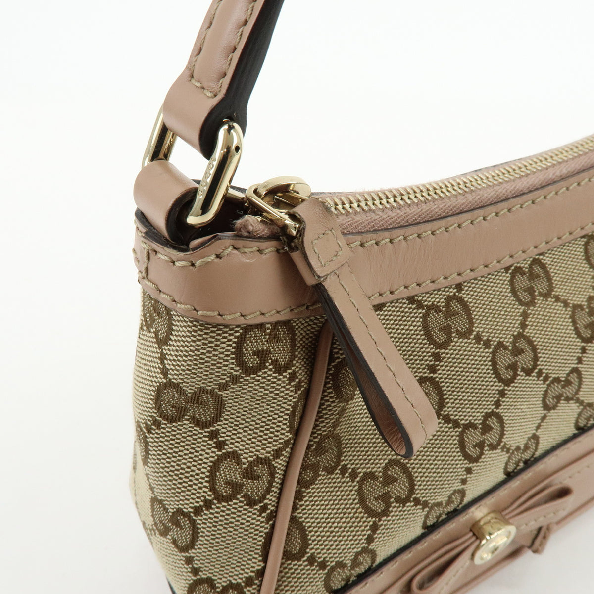 GUCCI Mayfair GG Canvas Leather Hand Bag Shoulder Bag Beige Pink 569893