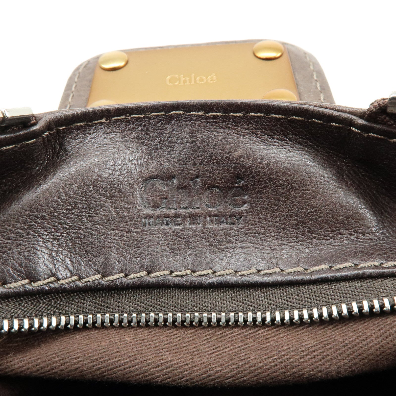Chloe Paddington Leather Hand Bag Shoulder Bag Dark Brown
