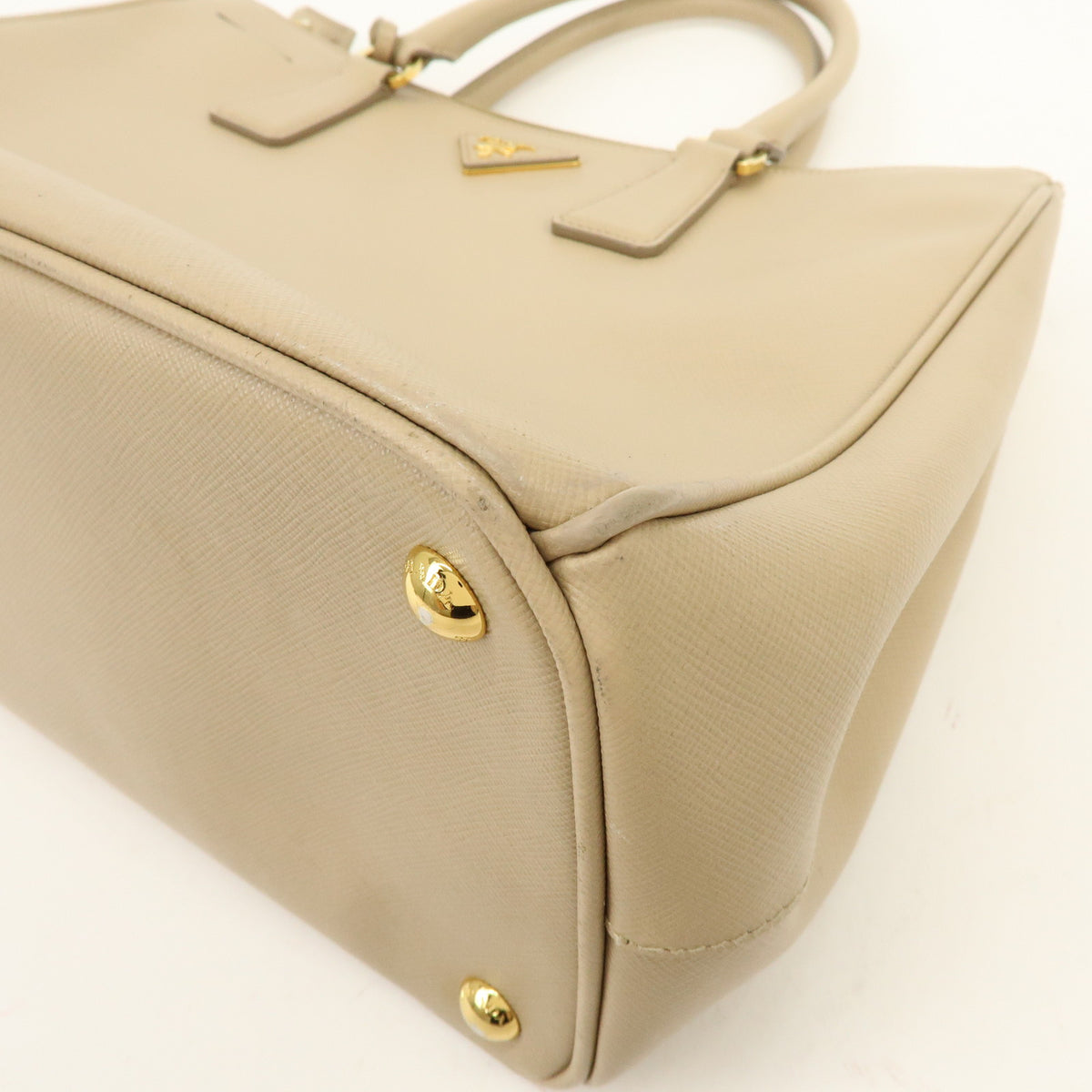 PRADA Triangle Logo Galleria Saffiano Leather 2Way Bag  Beige 1BA274
