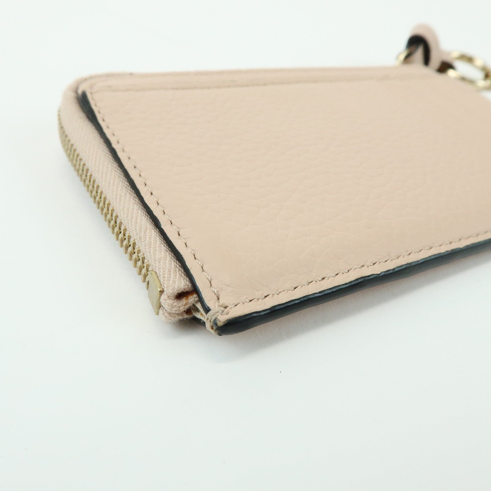 Chloe Alphabet Leather Fragment Case Coin Case Pink Beige