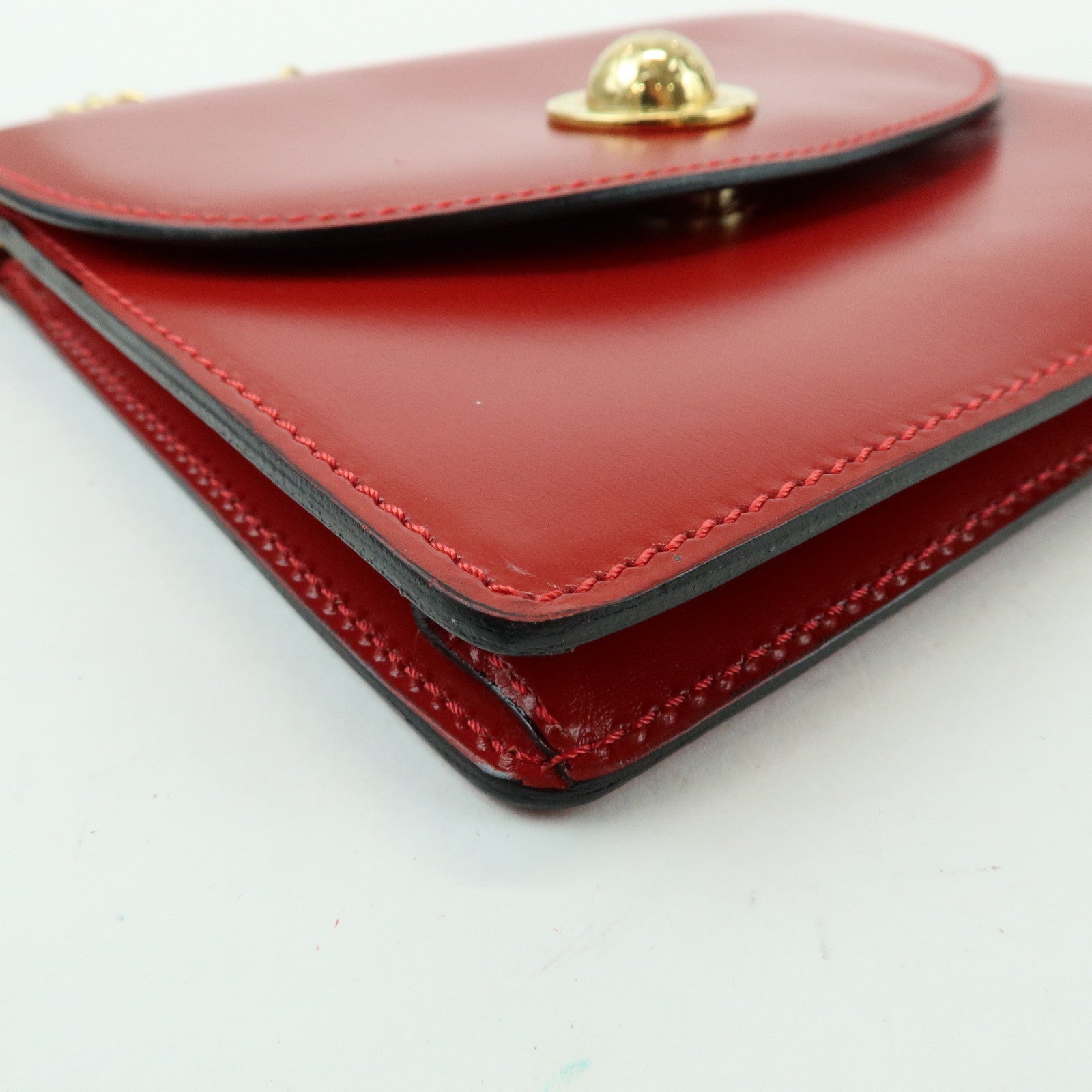 CELINE Starball Leather Chain Shoulder Bag Crossbody Bag Red