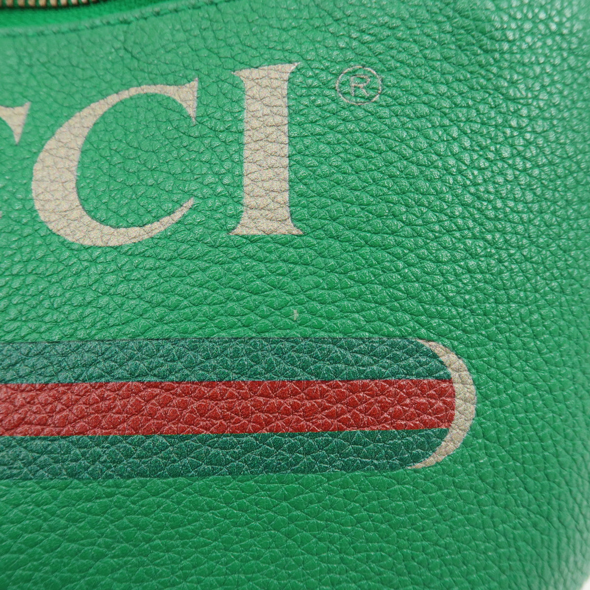 GUCCI Sherry Vintage Logo Leather Waist Bag Body Bag Green Red 493869