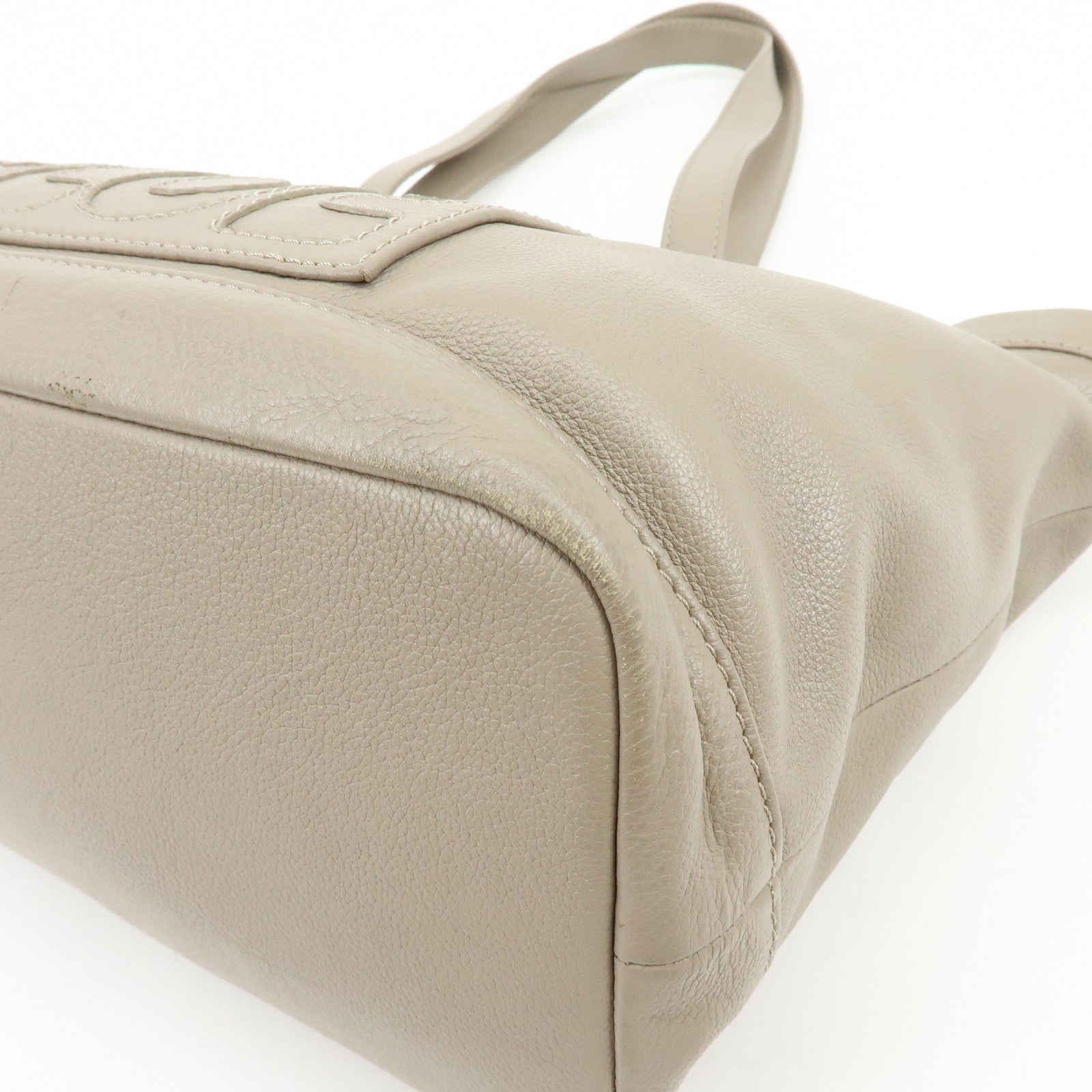 Chloe See By Chloe Leather Tote Bag Hand Bag Shoulder Bag Greige
