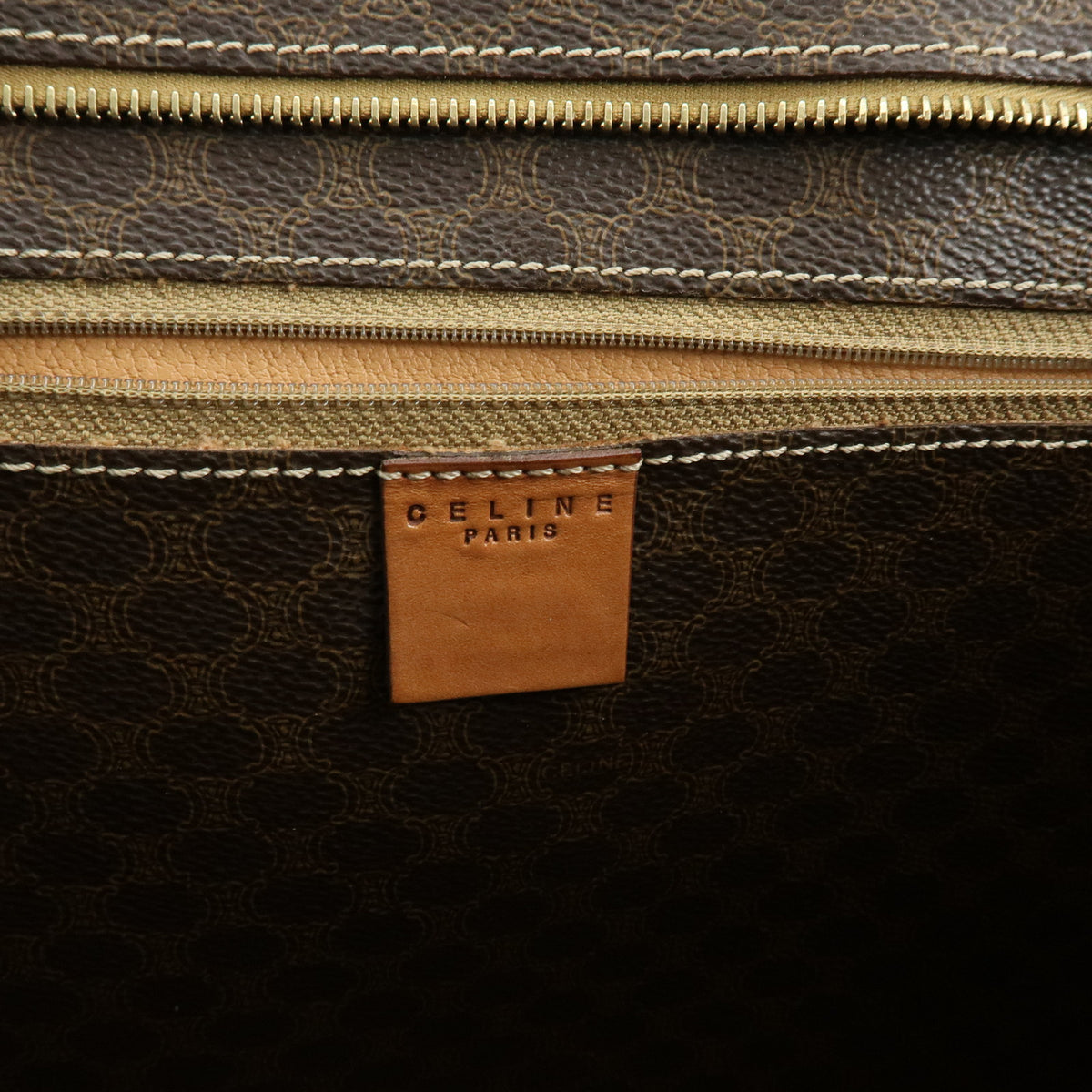 CELINE Macadam PVC Leather Shoulder Bag Hand Bag Brown