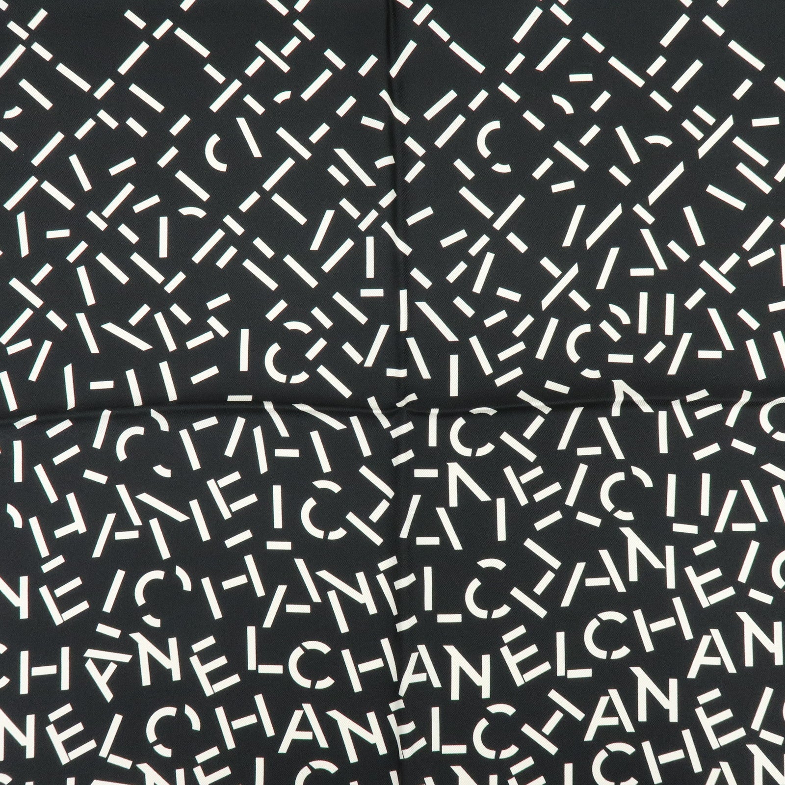 CHANEL COCO Mark Silk 100% Scarf CHANEL Lettering Gradation Black Pink
