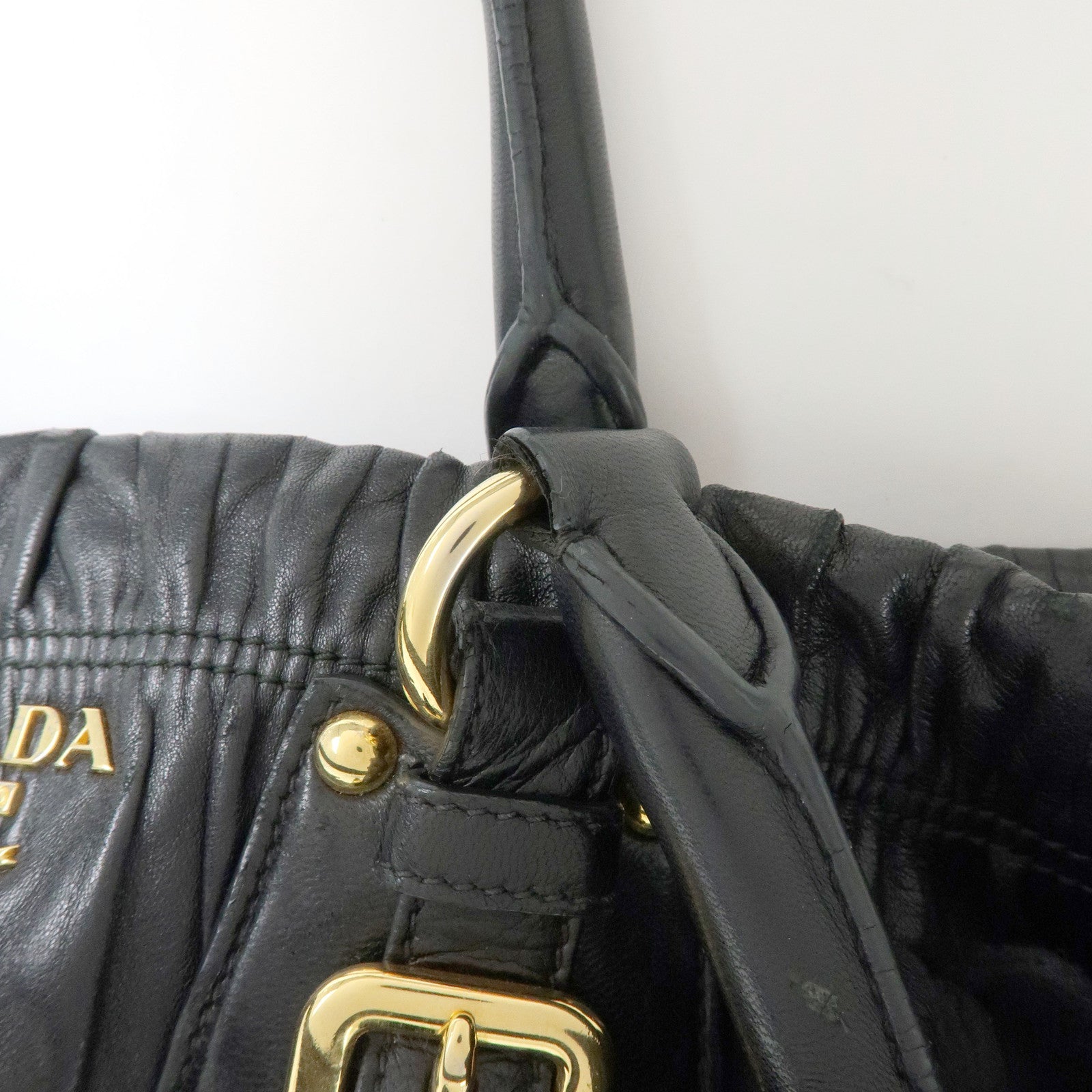 PRADA Logo Nappa Leather 2Way Bag Hand Bag Shoulder Bag Black