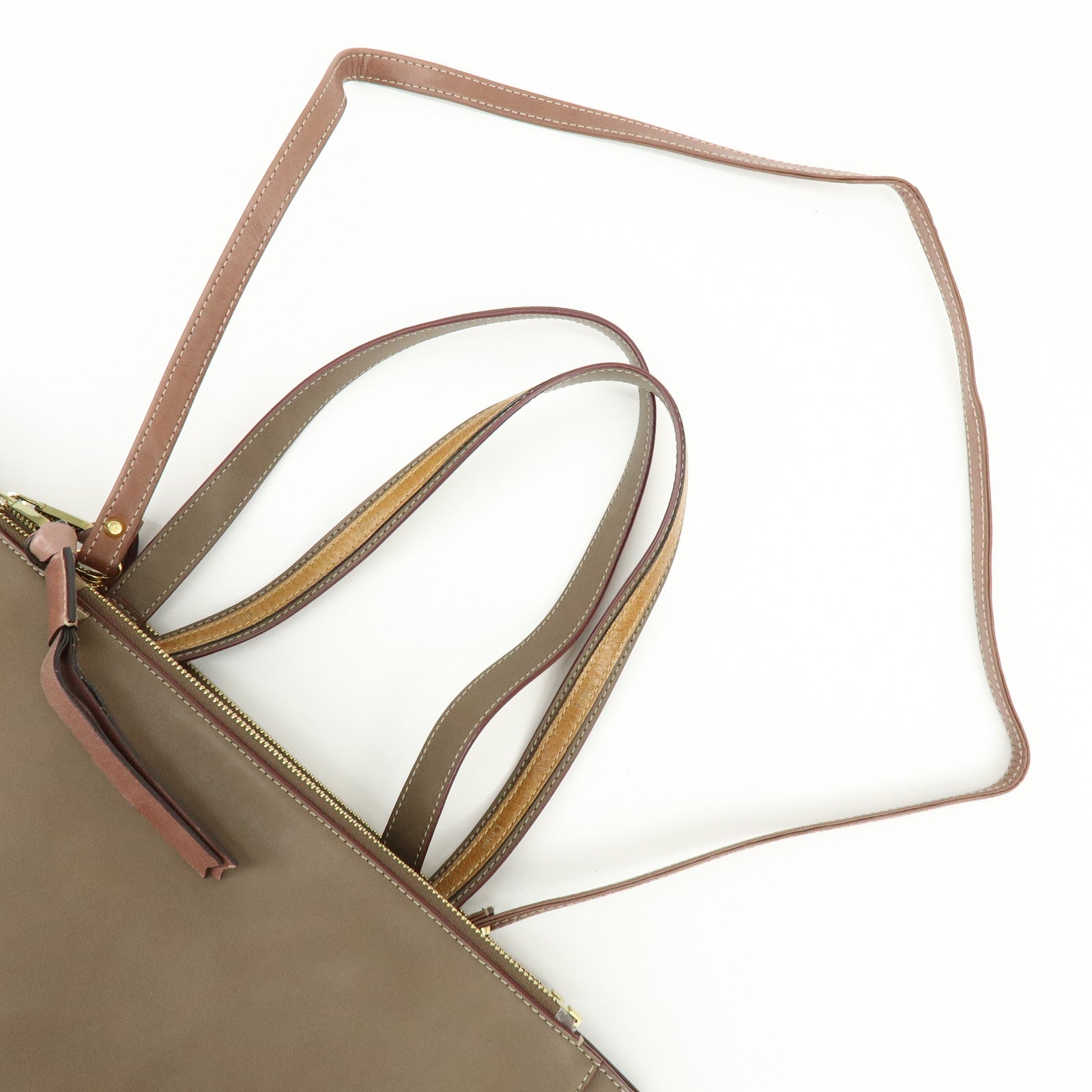 Chloe Sam Leather 2Way Bag Hand Bag Shoulder Bag Greige