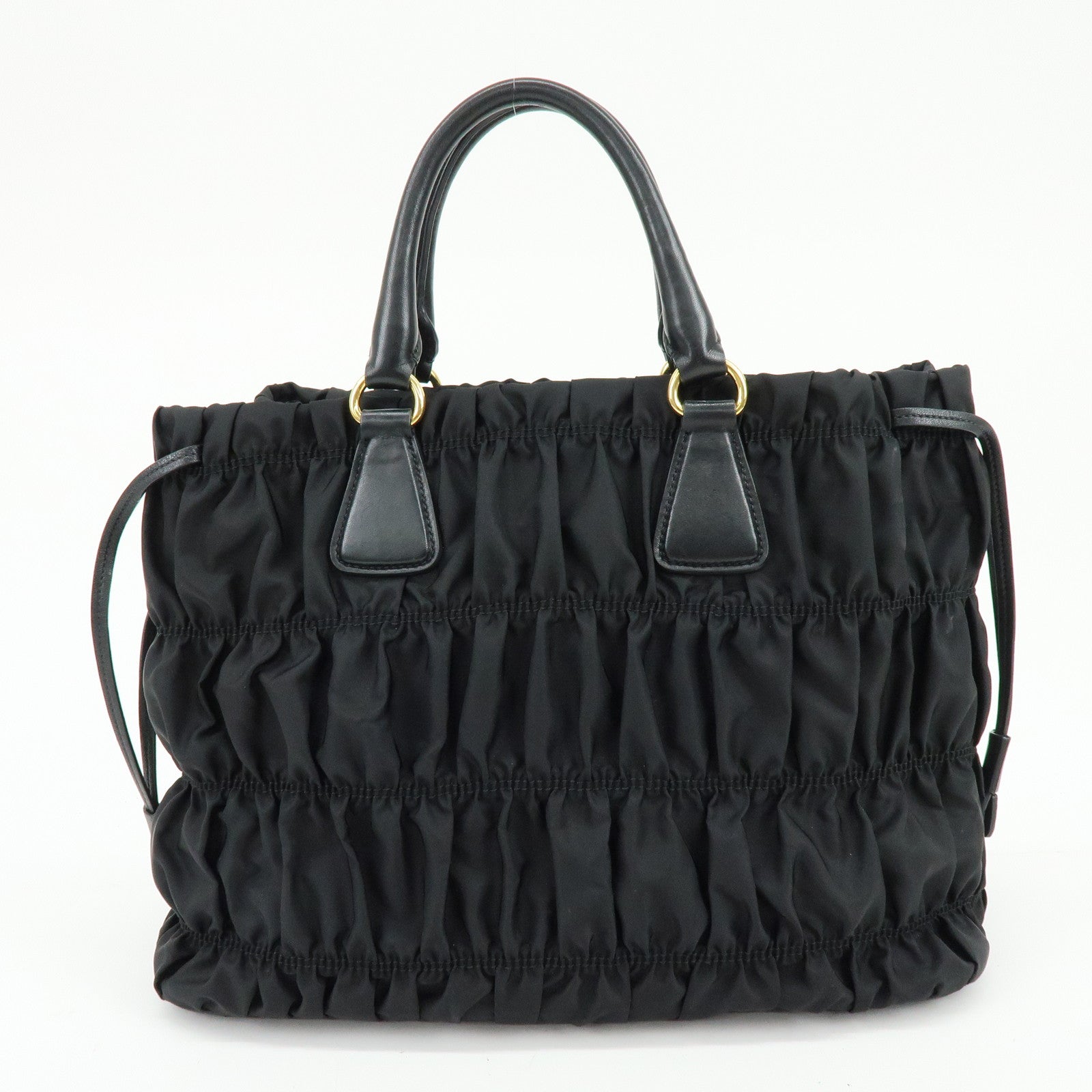 PRADA Tessuto Gaufre Nylon Leather 2Way Bag Hand Bag Black B1788M