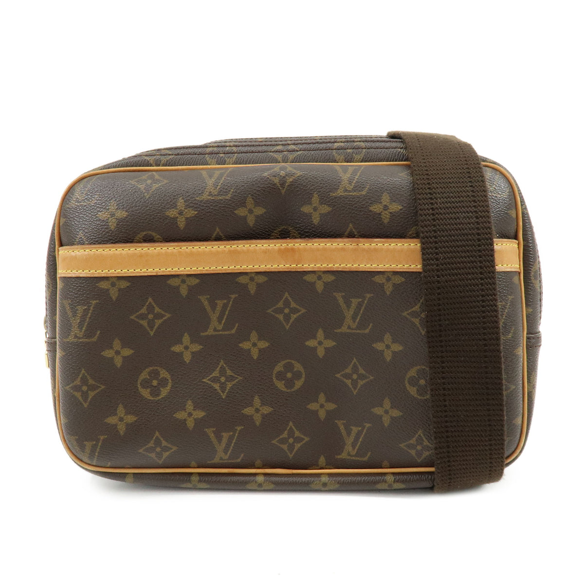 Louis Vuitton Monogram Reporter PM Shoulder Crossbody Bag Brown M45254