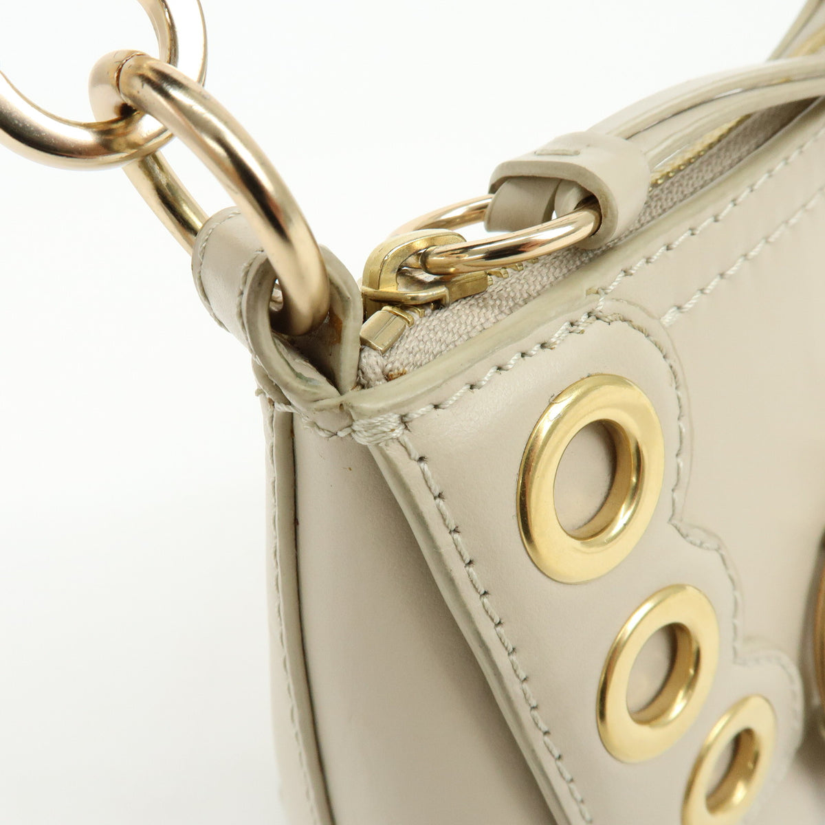 Chloe See By Chloe Joan Leather Hand Bag Clutch Bag Beige