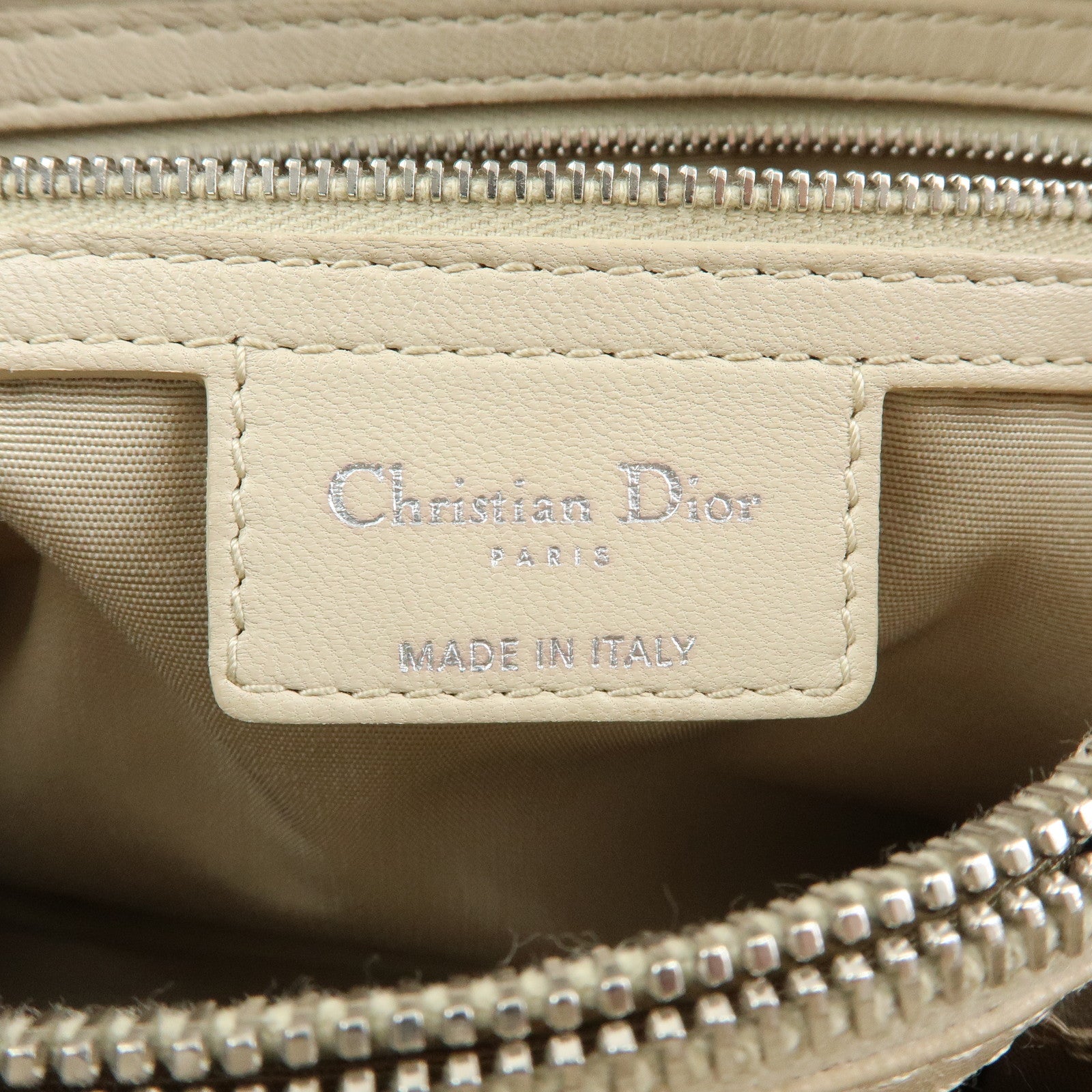 Christian Dior Lady Dior Cannage Lamb Skin Hand Bag Ivory