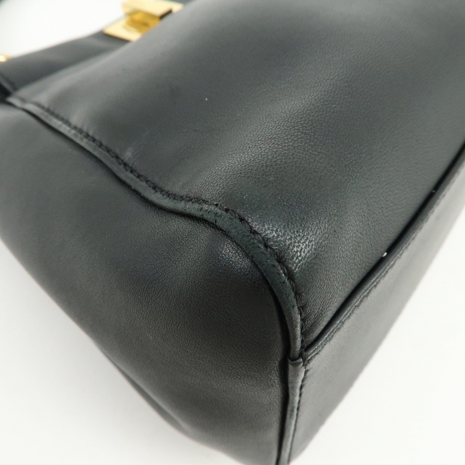 FENDI Peekaboo Mini Leather 2Way Hand Bag Shoulder Bag Black 8BN244