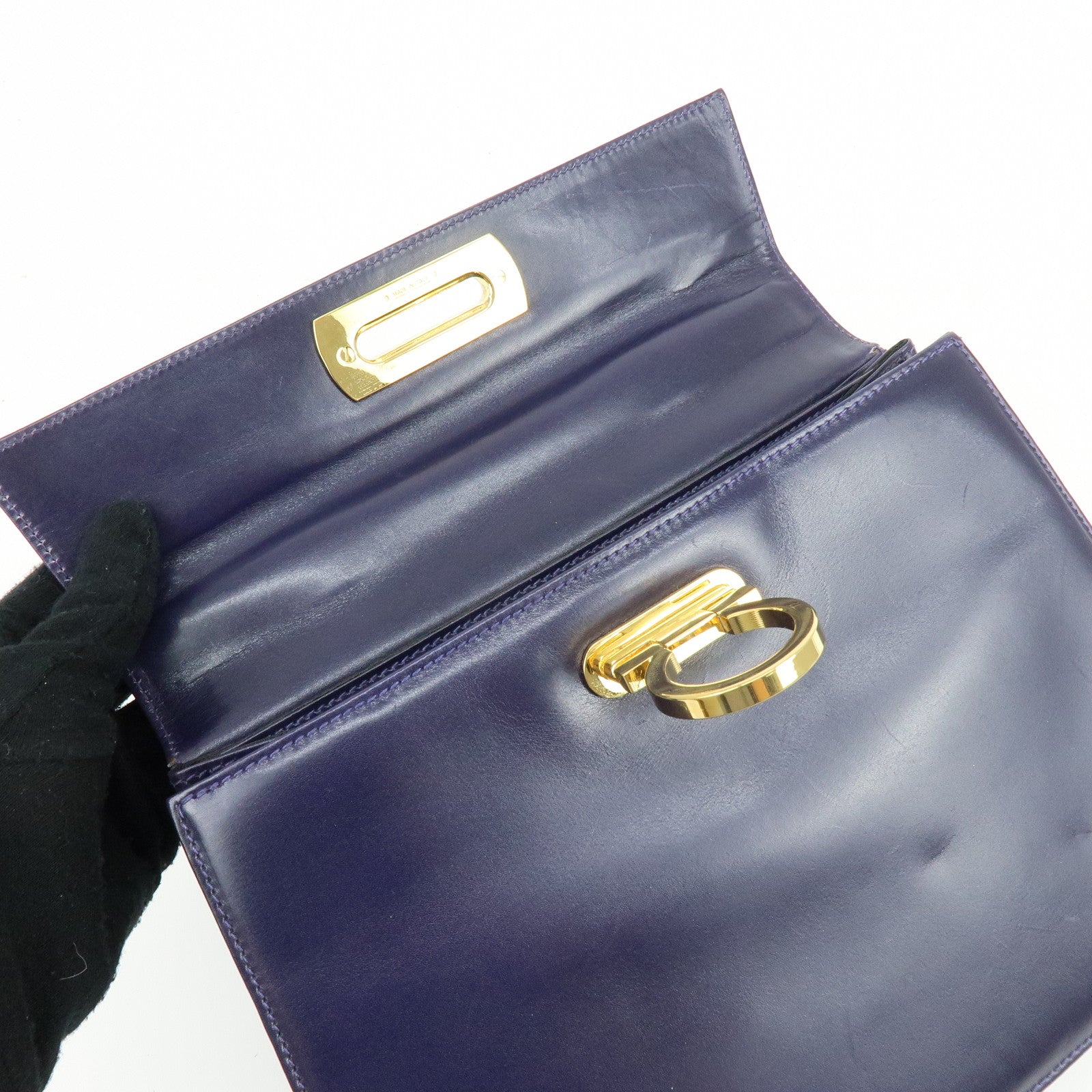 Ferragamo Gancini Leather 2Way Bag Hand Bag Shoulder Bag Purple