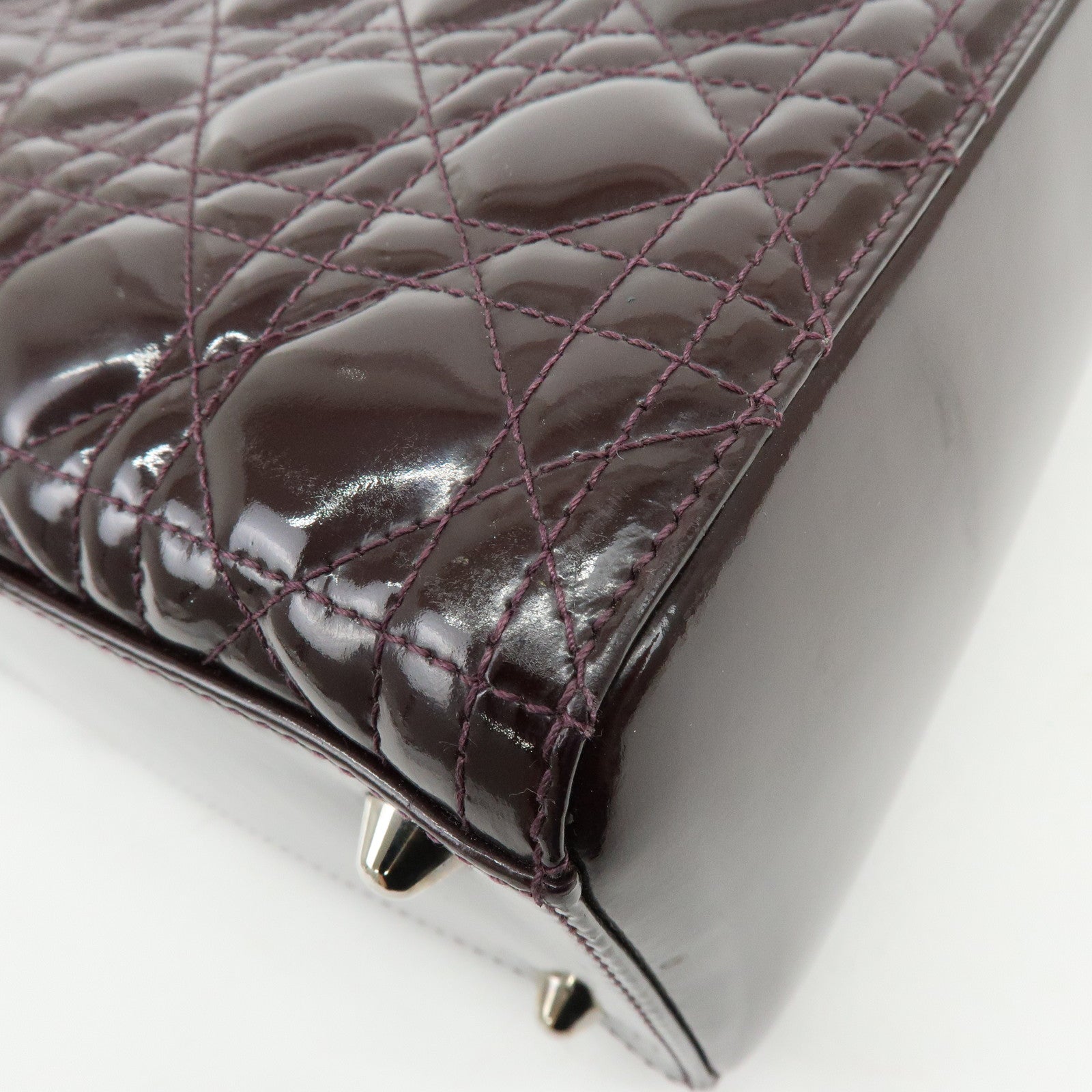 Christian Dior Lady Dior Cannage 2Way Bag Hand Bag Shoulder Bag Purple