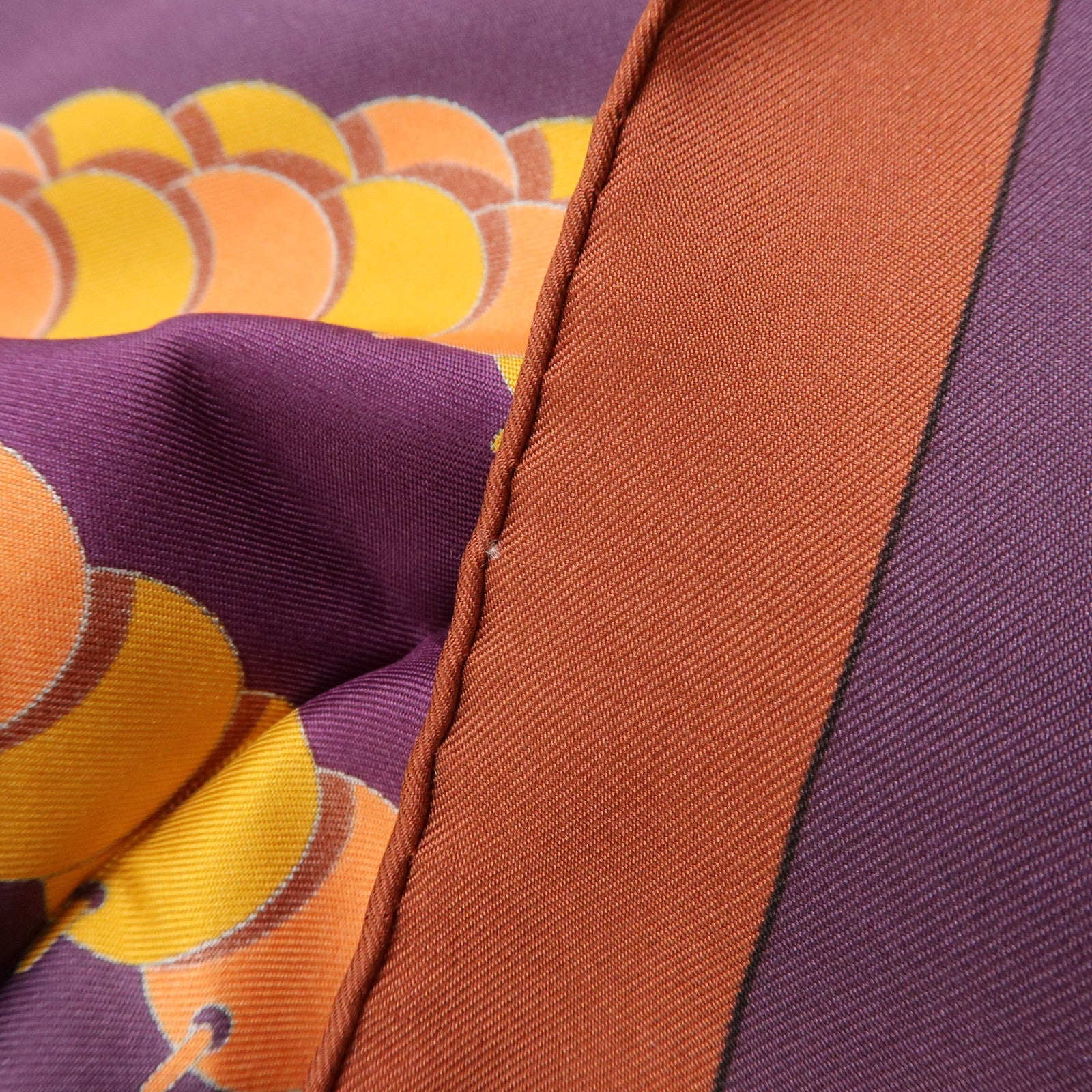 HERMES Carre 90 Silk 100% Scarf KOSMIMA Jewelry Brown Mustard Purple