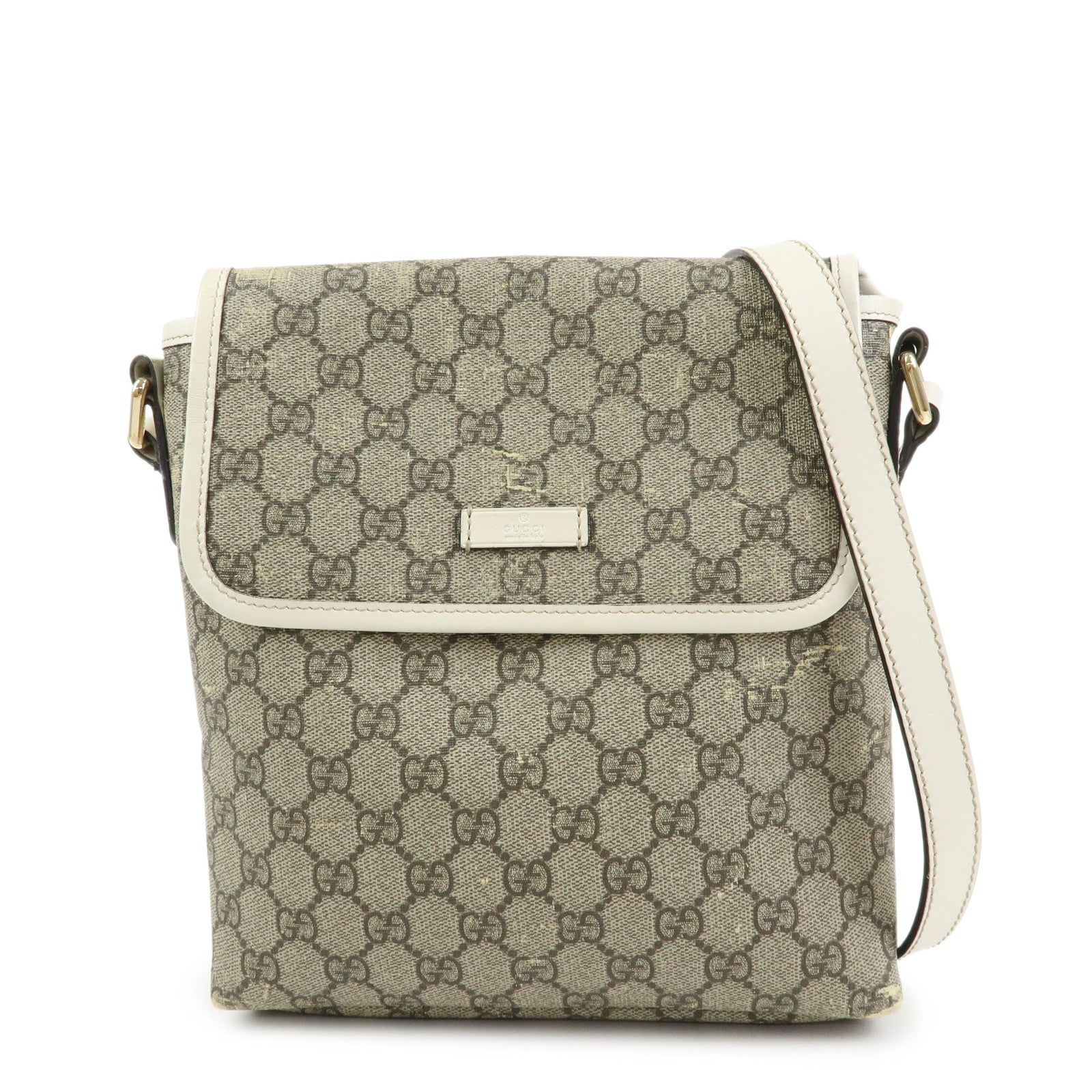 GUCCI GG Supreme Leather Shoulder Bag Crossbody Bag Beige Ivory 223666