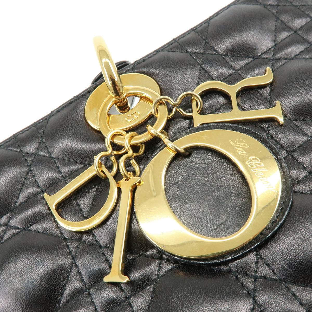 Christian Dior Lady Dior Cannage Leather 2Way Bag Hand Bag Black