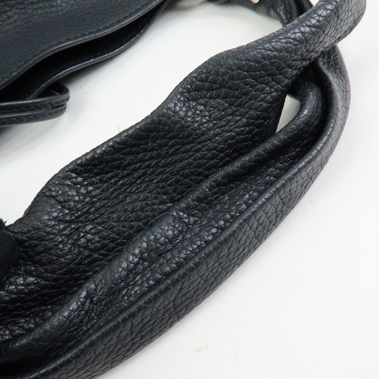 CELINE Macadam Bittersweet Leather Shoulder Bag Hand Bag Black