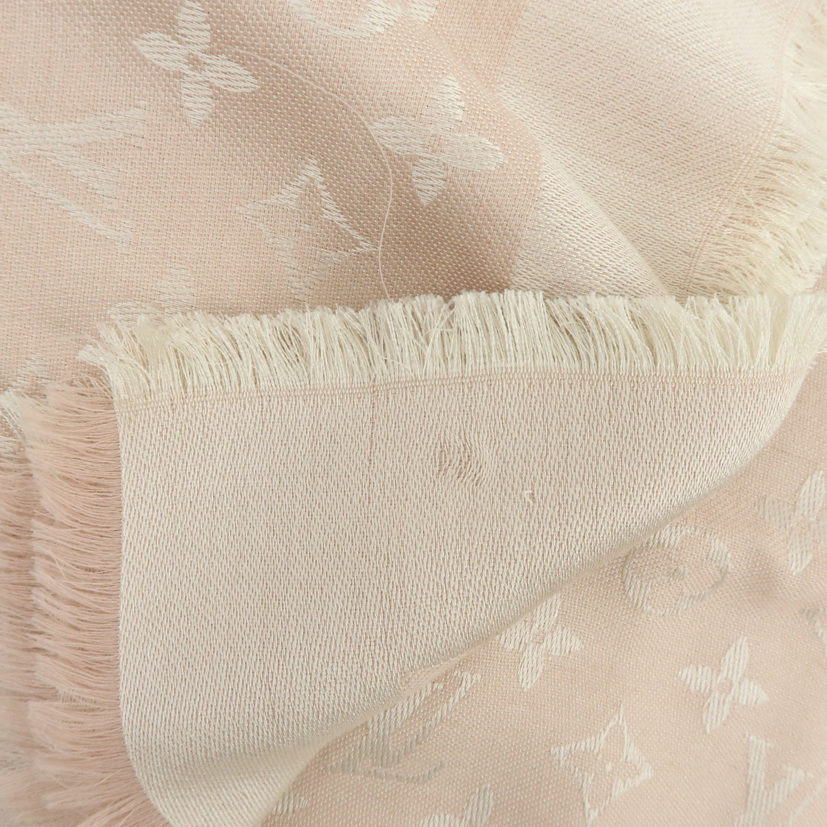 Louis Vuitton Monogram Silk Wool Scarf Shawl Light Pink