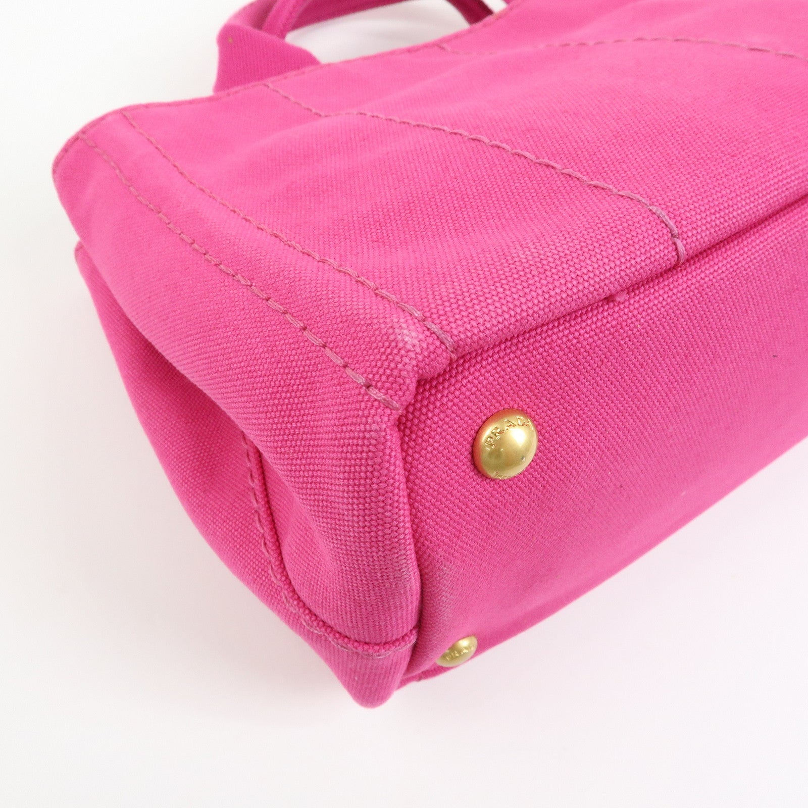 PRADA Triangle Logo Canapa Mini Canvas 2Way Hand Bag Pink B2439G