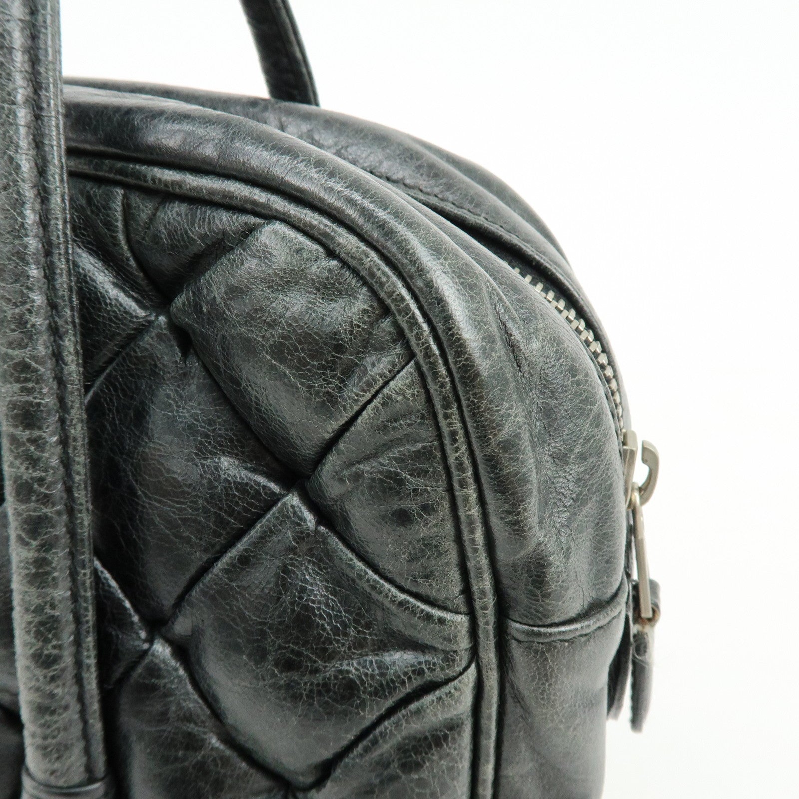 BALENCIAGA The Matelasse Leather Hand Bag Mini Boston Bag 182089