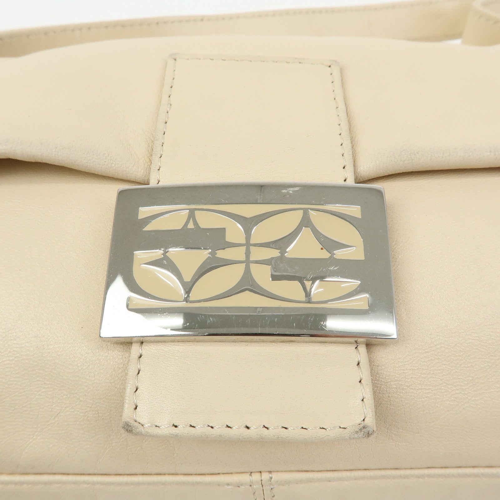 FENDI Mamma Baguette Nappa Leather Shoulder Bag Hand Bag Ivory
