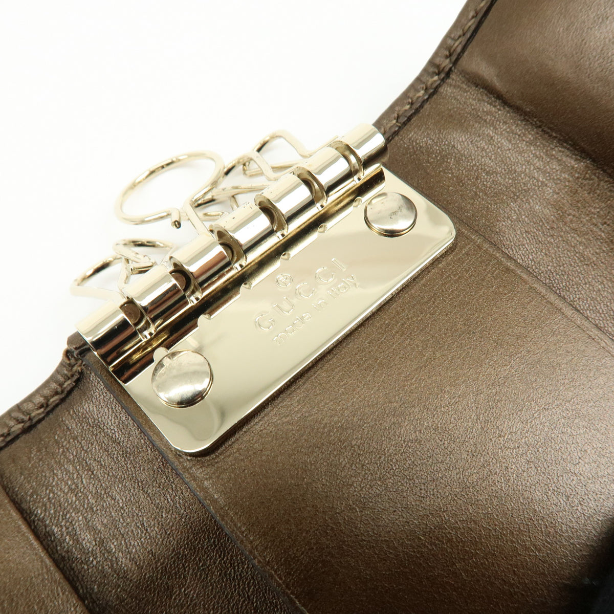 GUCCI Heartbit Guccissima Leather 6 Ring Key Case Key Holder Bronze