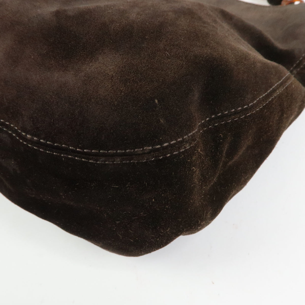 CHANEL COCO Mark Suede Plastic Chain Shoulder Bag Crossbody Bag Brown
