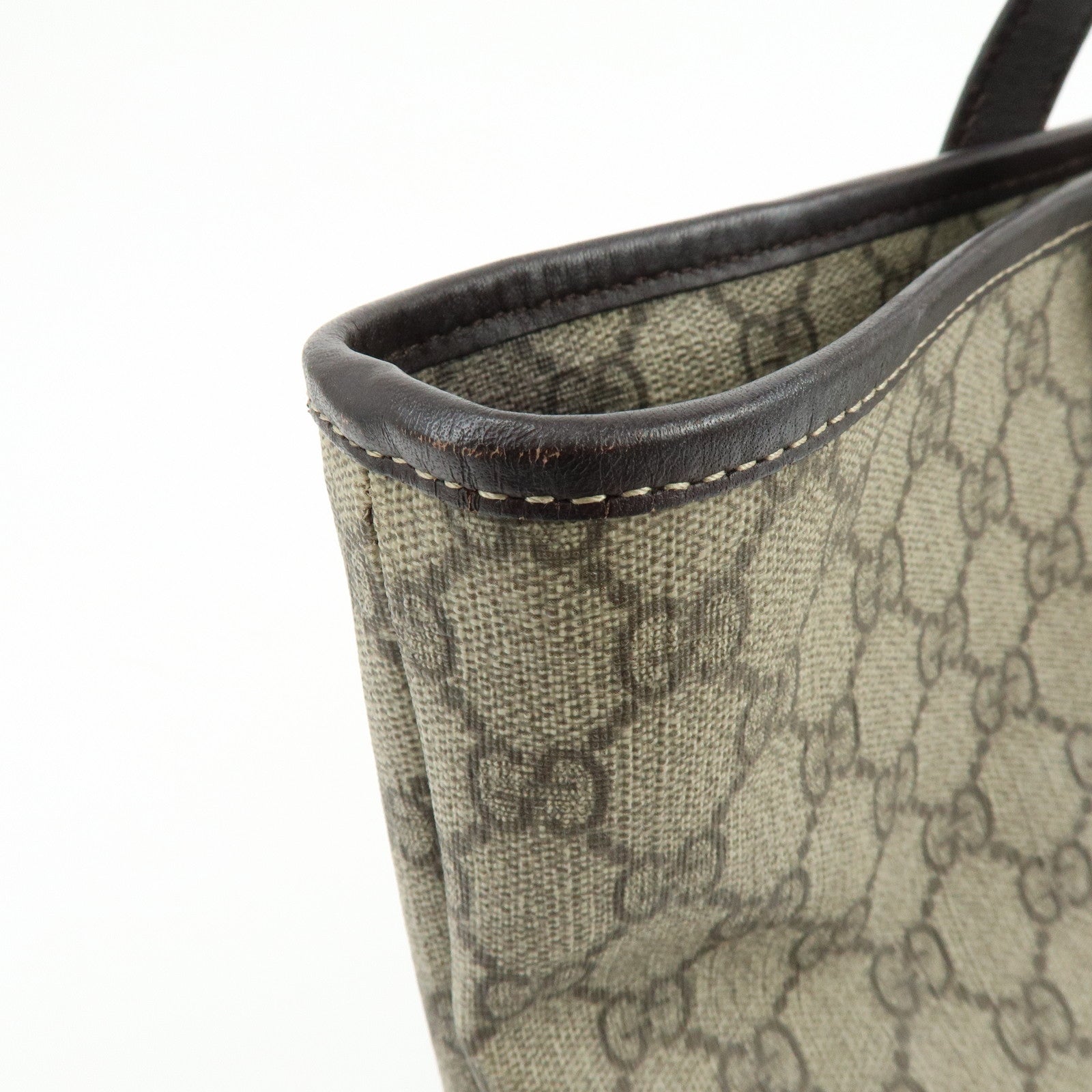 GUCCI GG Supreme Leather Tote Bag Shoulder Bag Hand Bag Beige