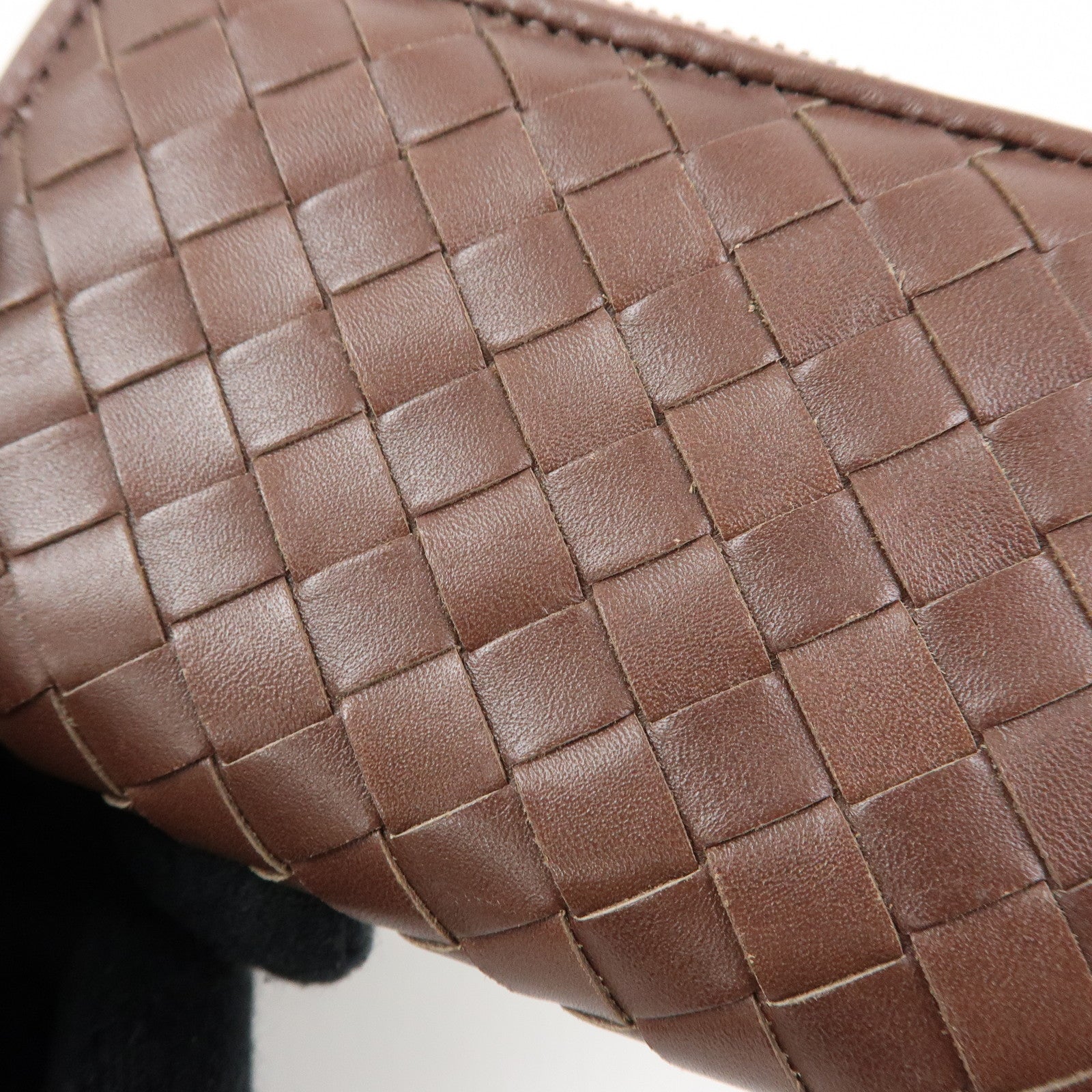 BOTTEGA VENETA Intrecciato Leather Round Zippy Coin Case Brown