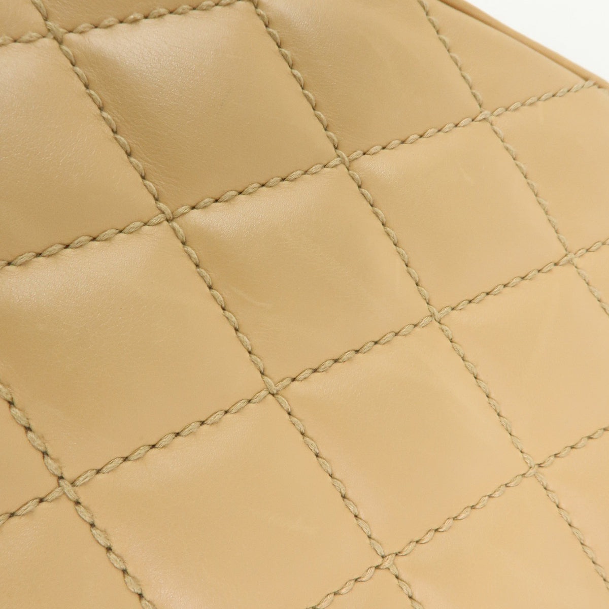 CHANEL Wild Stitch COCO Mark Leather Hand Bag Tote Bag Beige A14693
