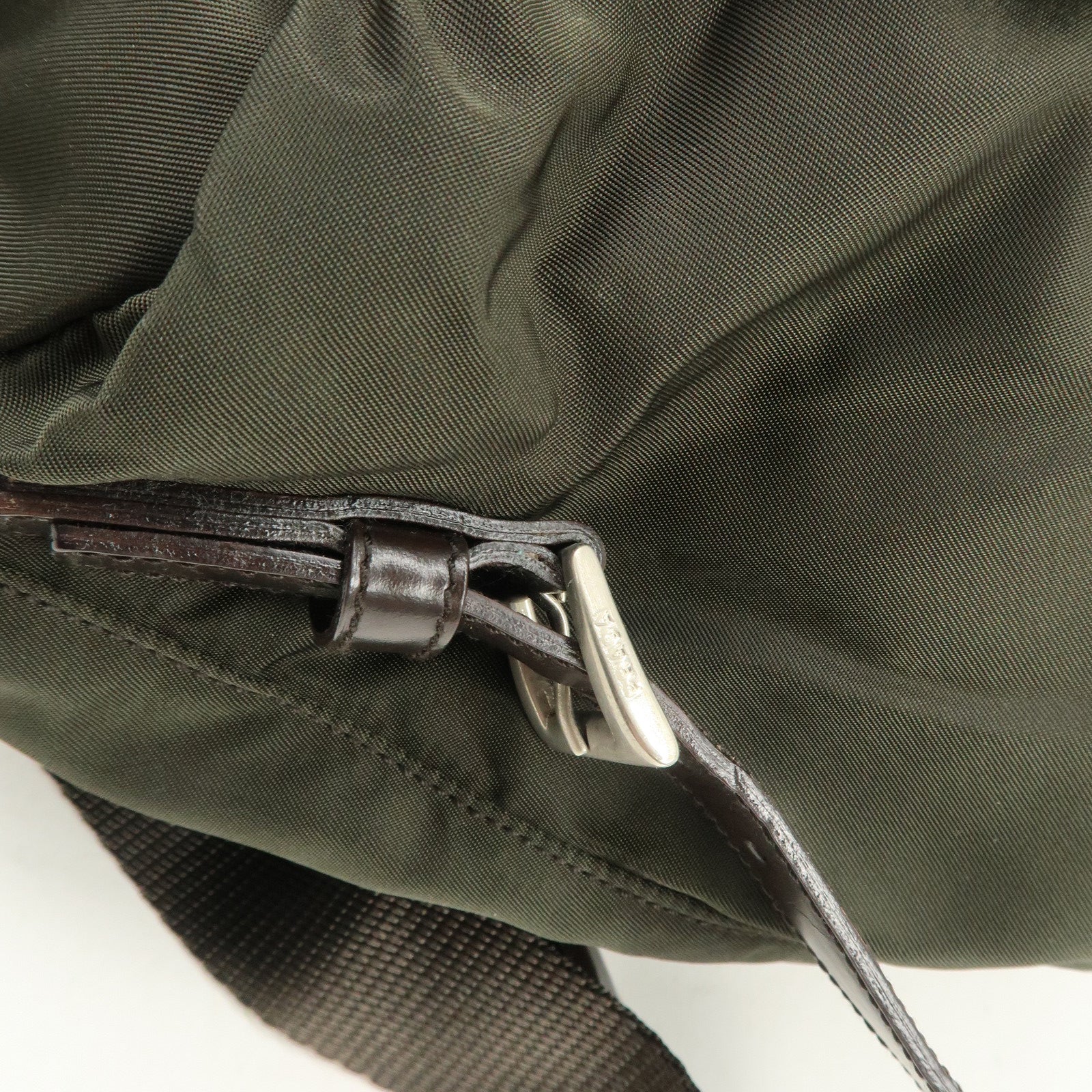 PRADA  Triangle Logo Leather Nylon BackPack B5885F Used