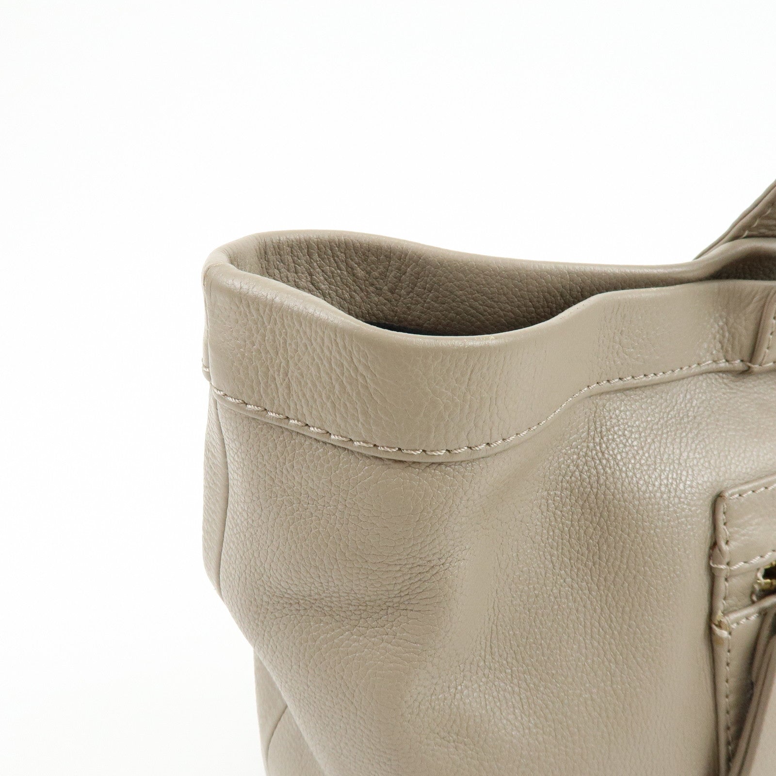 Chloe See By Chloe Leather Tote Bag Hand Bag Shoulder Bag Greige