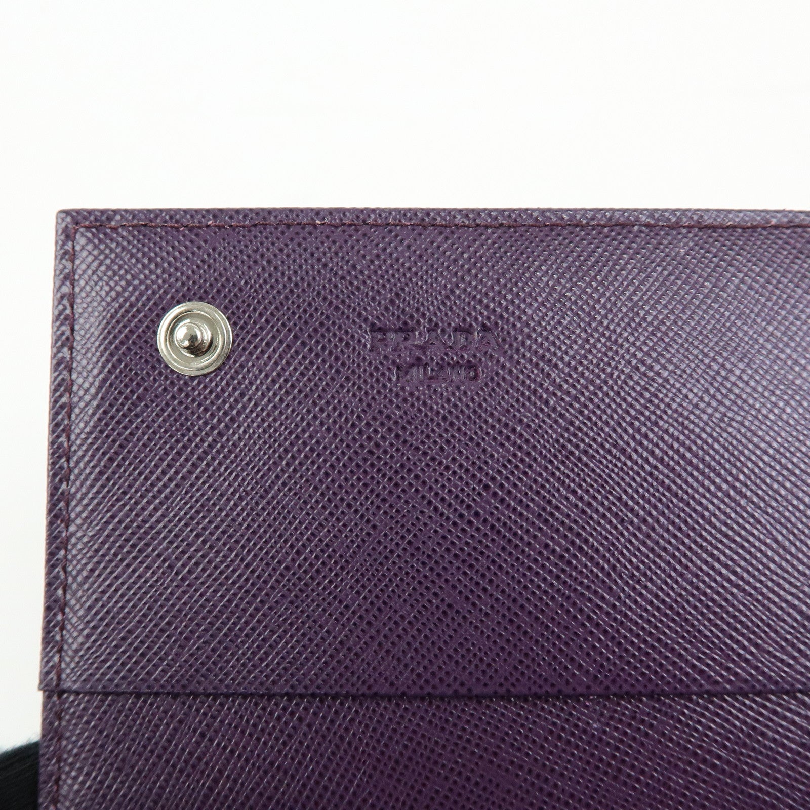 PRADA Triangle Logo Nylon Saffiano Leather Long Wallet Purple M608