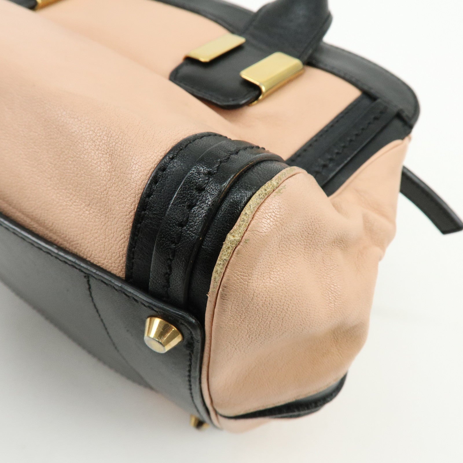 Chloe Alice Leather 2Way Bag Hand Bag Shoulder Bag Black Pink Beige