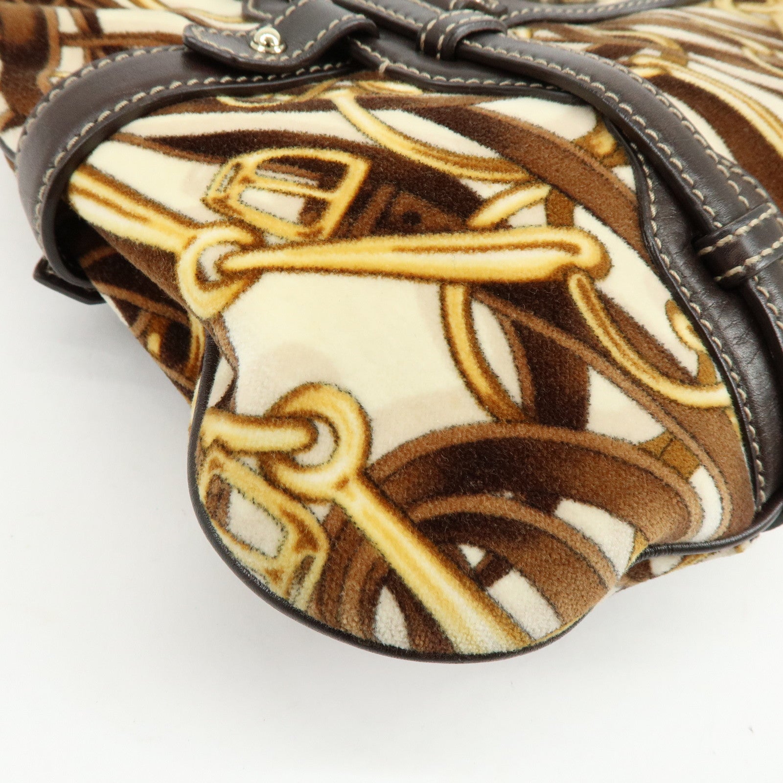 GUCCI 85th Anniversary Horsebit Velour Leather Shoulder Bag 163804